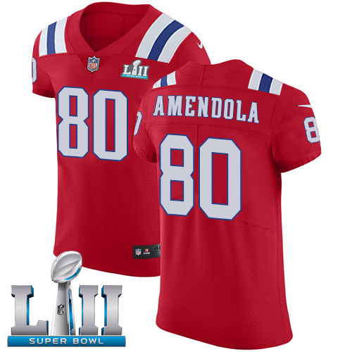 Nike Patriots #80 Danny Amendola Red Alternate Super Bowl LII Men's Stitched NFL Vapor Untouchable Elite Jersey - Click Image to Close